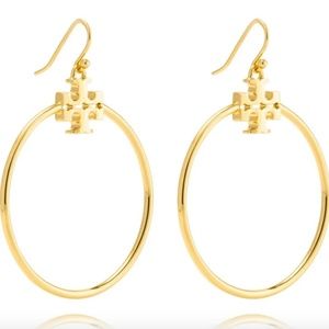 Tory Burch earrings logo gold hoop earrings